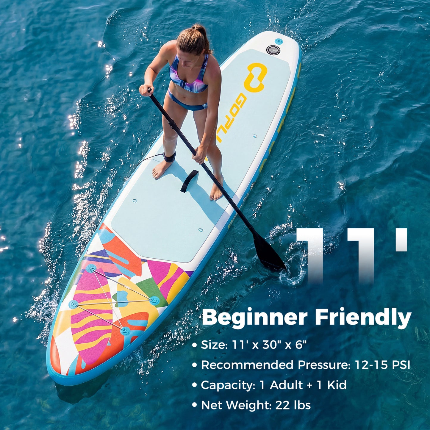 11' Inflatable Stand Up Paddle Board, With Backpack, Blue Surfing at Gallery Canada