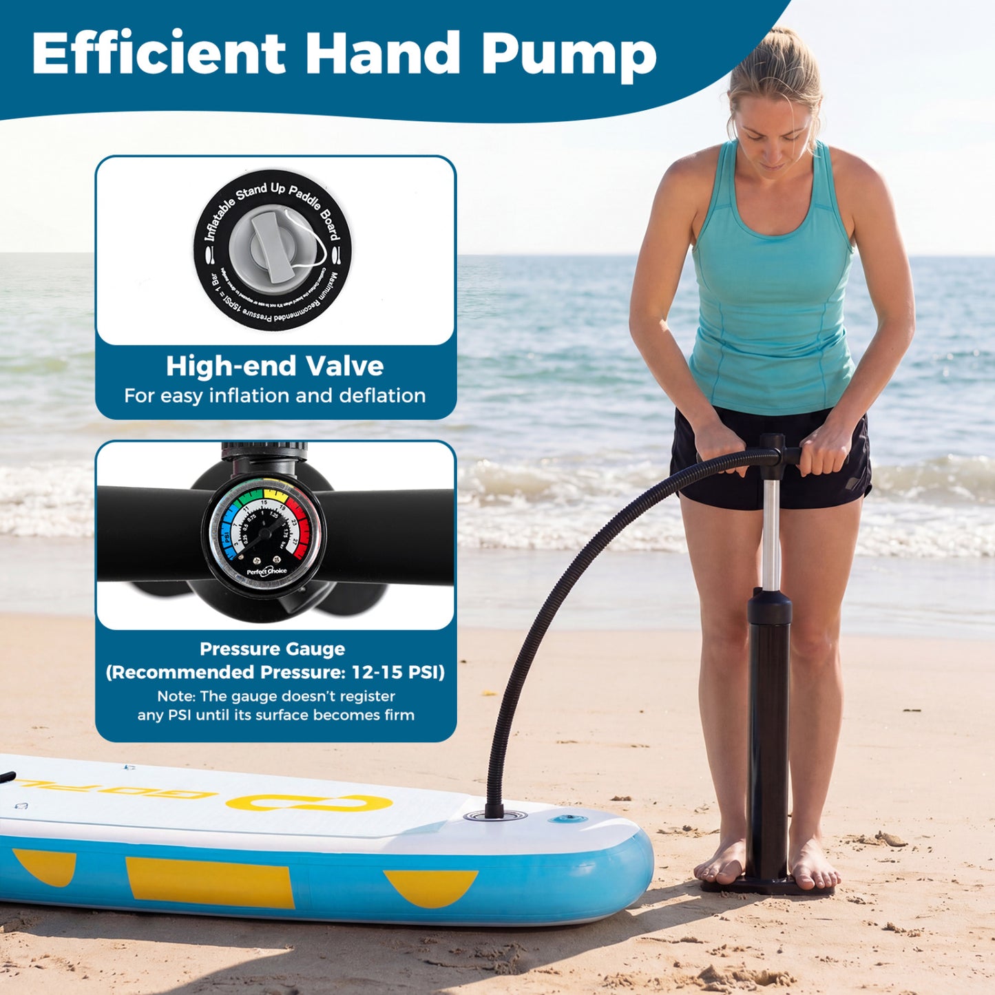 11' Inflatable Stand Up Paddle Board, With Backpack, Blue Surfing at Gallery Canada