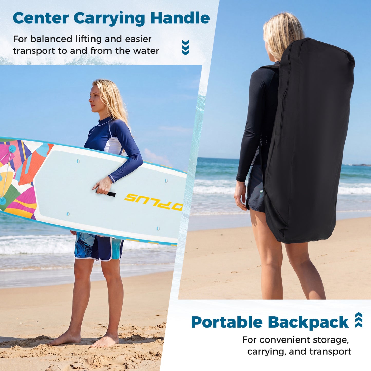 11' Inflatable Stand Up Paddle Board, With Backpack, Blue Surfing at Gallery Canada