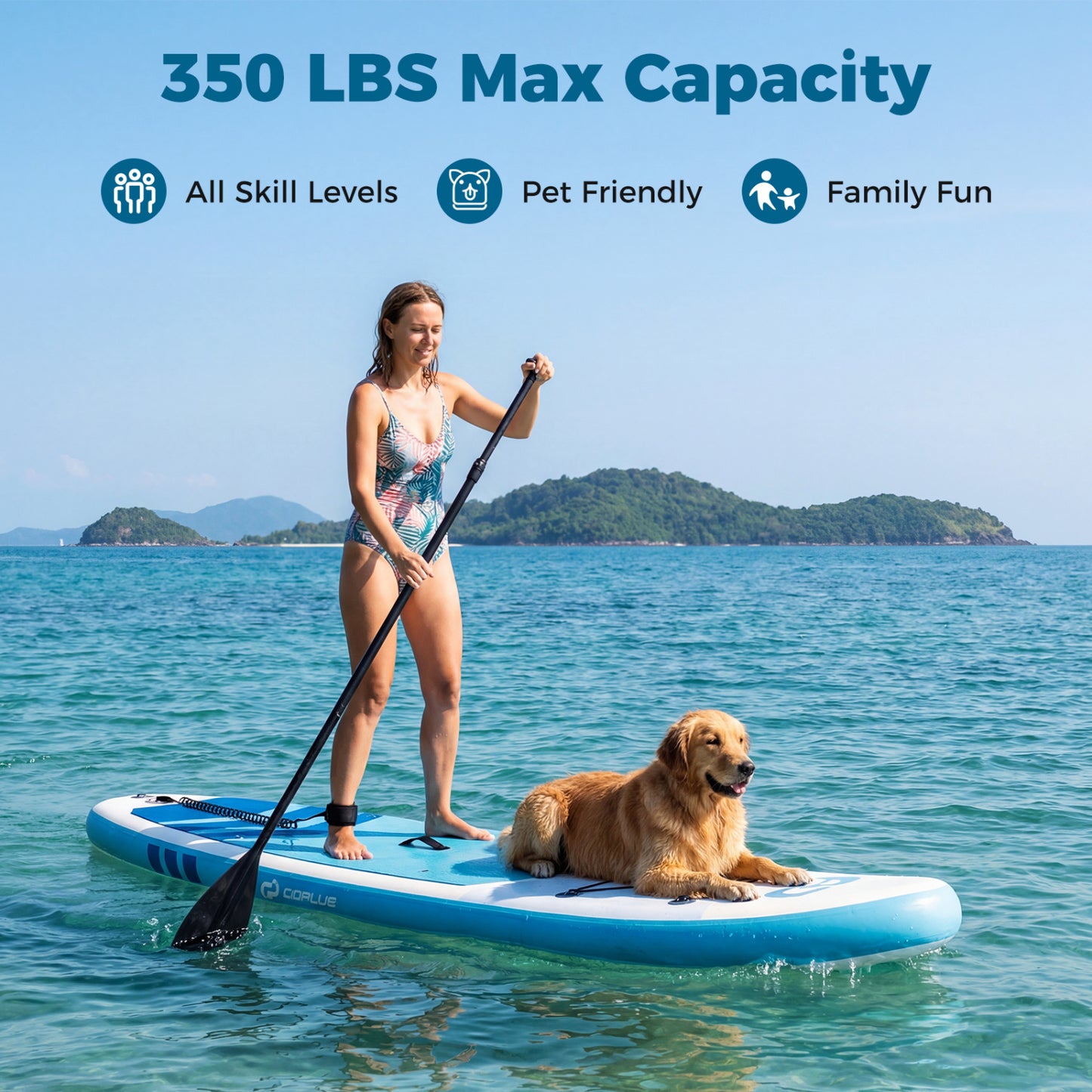 11' Wide Inflatable Stand Up Paddle Board, Dark Blue Surfing at Gallery Canada