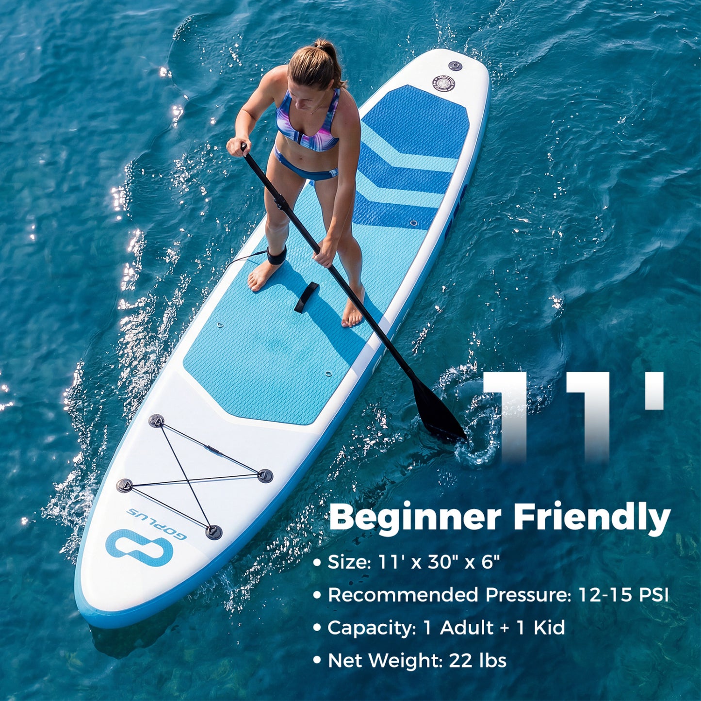 11' Wide Inflatable Stand Up Paddle Board, Dark Blue Surfing at Gallery Canada