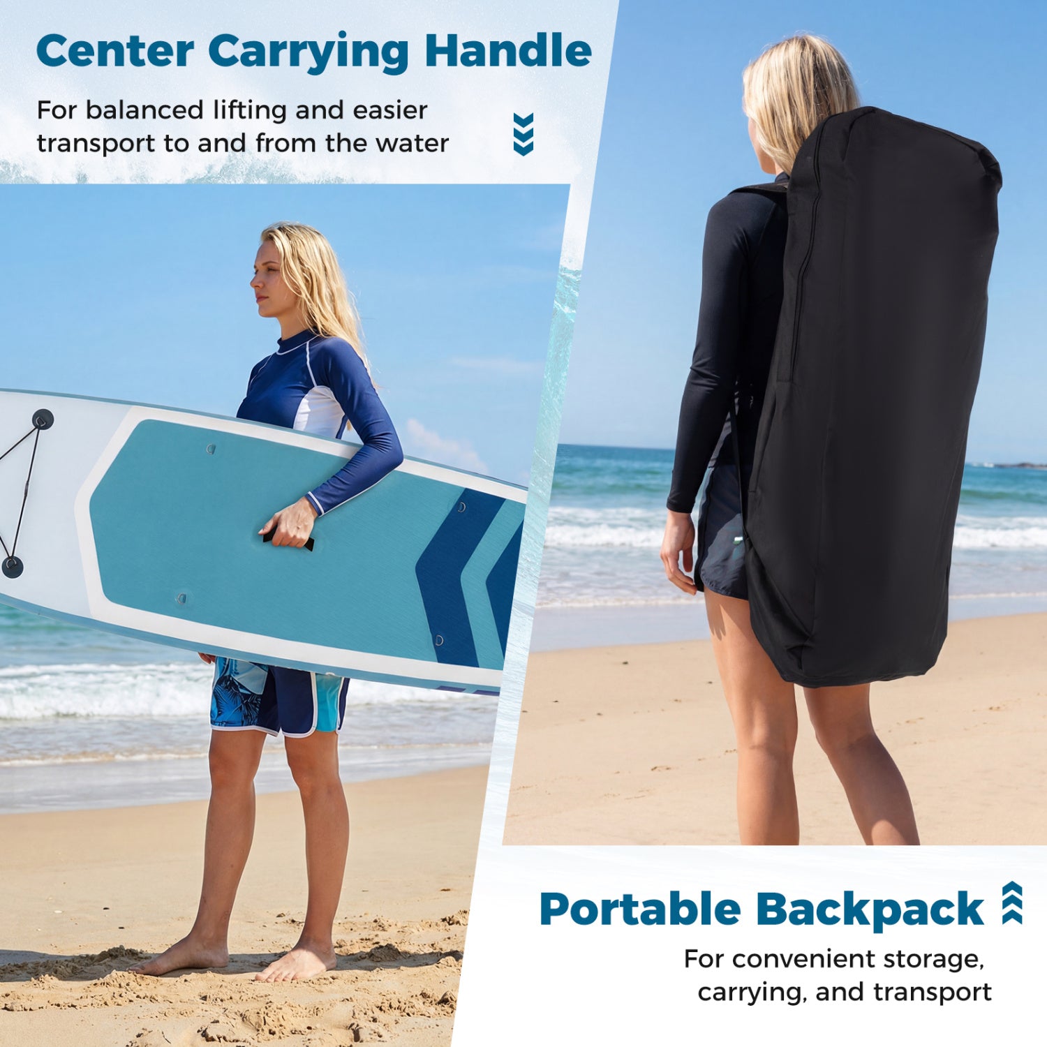 11' Wide Inflatable Stand Up Paddle Board, Dark Blue Surfing at Gallery Canada