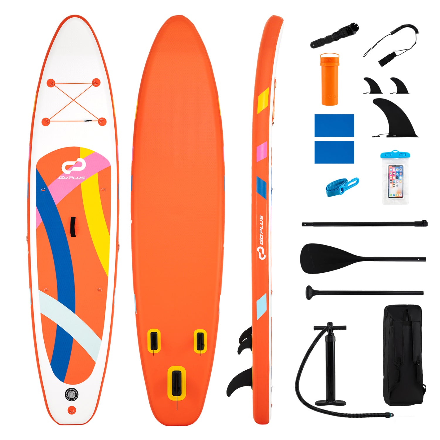 11' Inflatable Stand Up Paddle Board, With Backpack, Orange Surfing at Gallery Canada