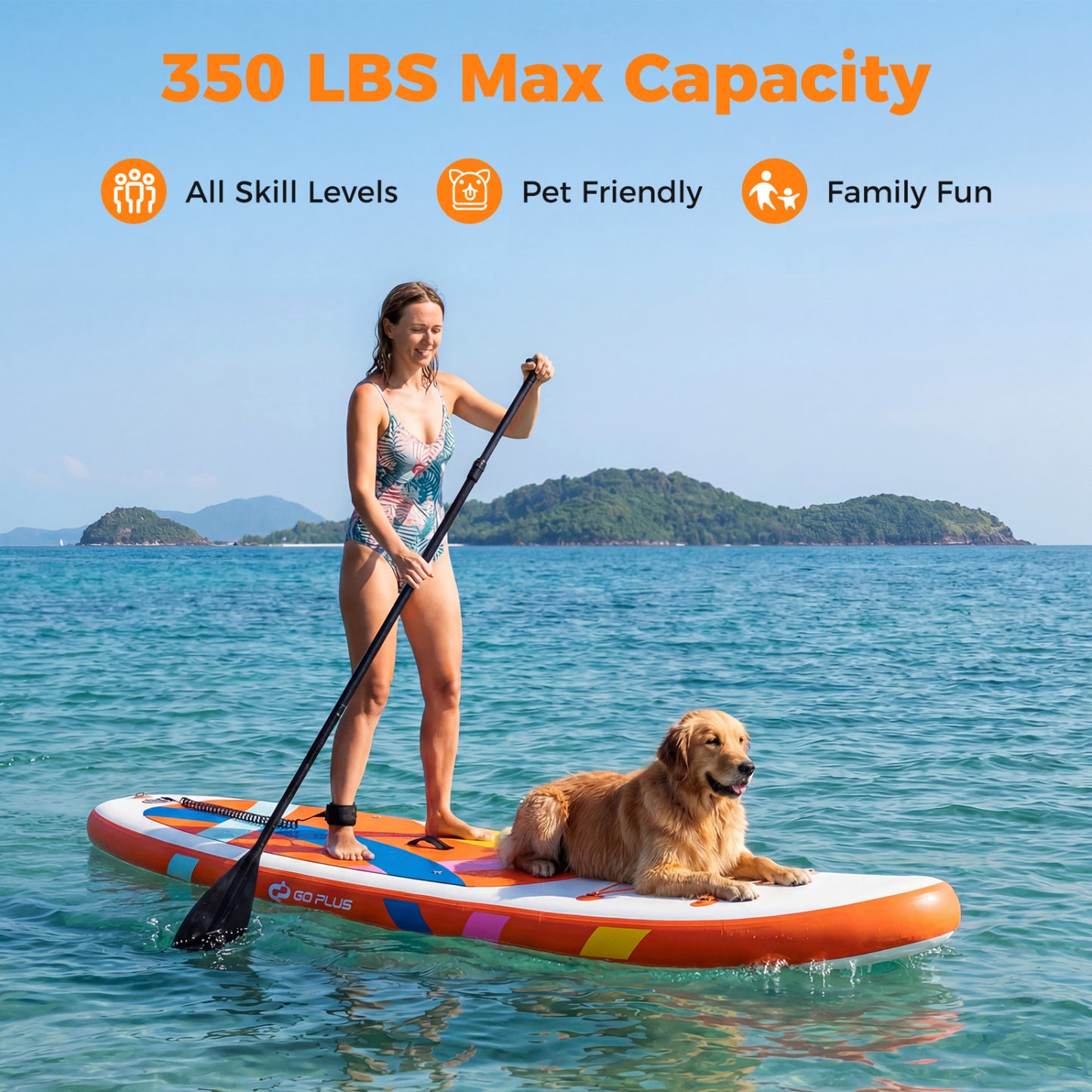 11' Inflatable Stand Up Paddle Board, With Backpack, Orange Surfing at Gallery Canada