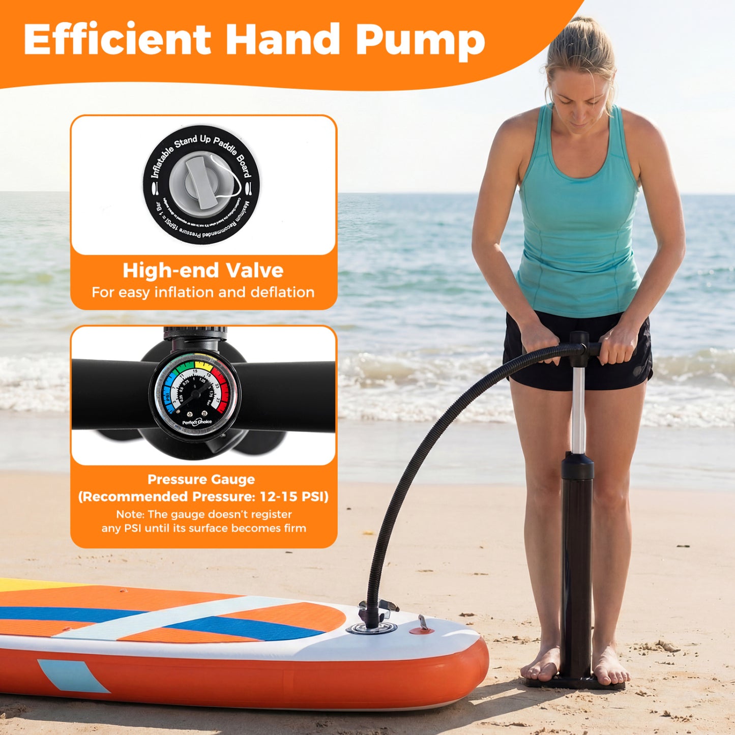 11' Inflatable Stand Up Paddle Board, With Backpack, Orange Surfing at Gallery Canada