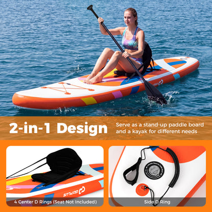 11' Inflatable Stand Up Paddle Board, With Backpack, Orange Surfing at Gallery Canada