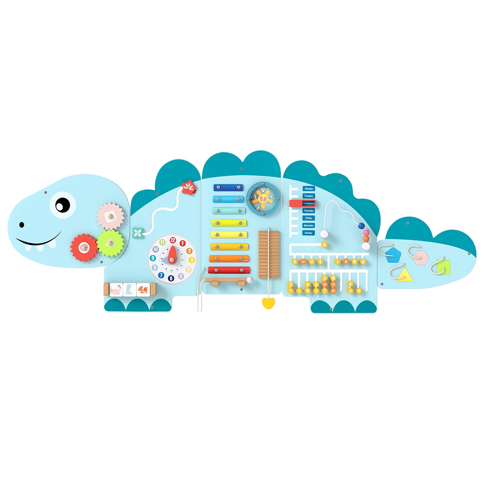 11-in-1 Dinosaur Activity Wall Busy Board Panels for Toddlers Education and Early Development, Blue Learning Toys Blue at Gallery Canada