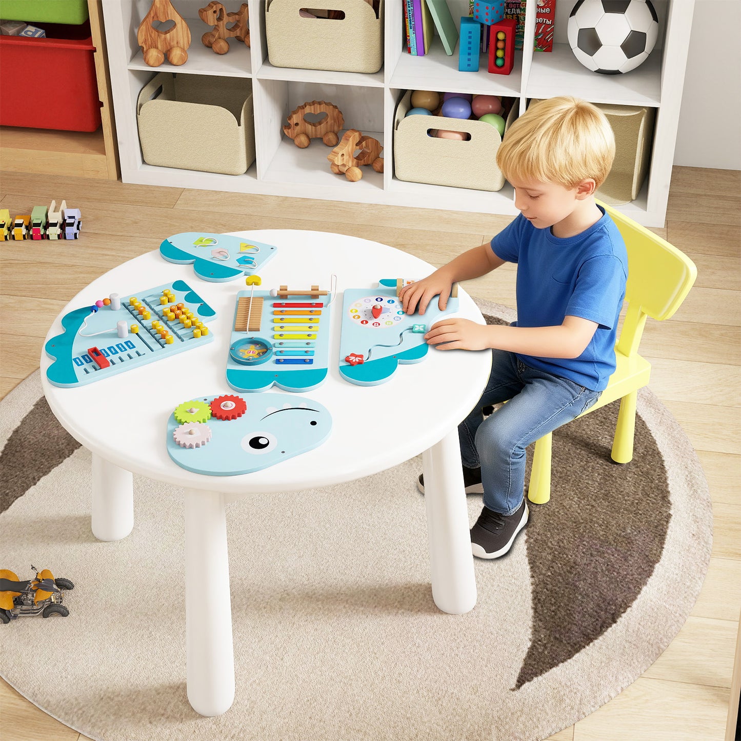 11-in-1 Dinosaur Activity Wall Busy Board Panels for Toddlers Education and Early Development, Blue Learning Toys at Gallery Canada