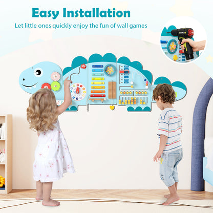 11-in-1 Dinosaur Activity Wall Busy Board Panels for Toddlers Education and Early Development, Blue Learning Toys at Gallery Canada