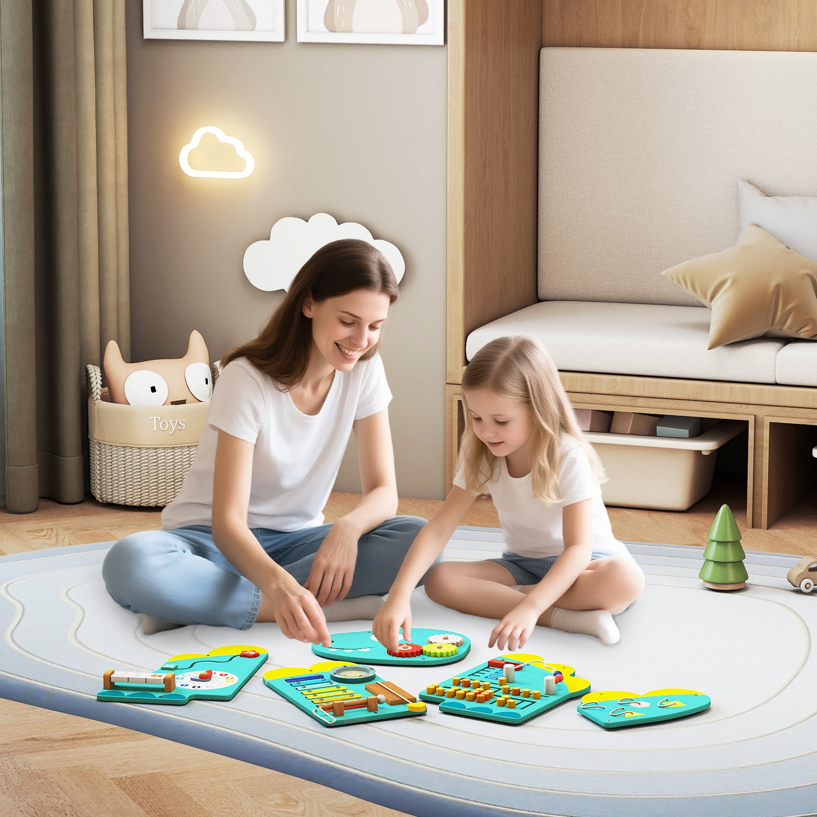 11-in-1 Dinosaur Activity Wall Busy Board Panels for Toddlers Education and Early Development, Green Learning Toys at Gallery Canada