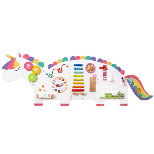 11-in-1 Dinosaur Activity Wall Busy Board Panels for Toddlers Education and Early Development, White