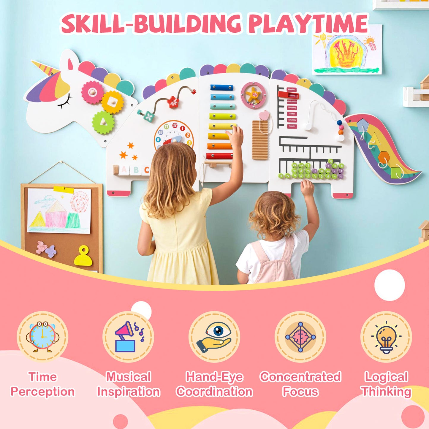 11-in-1 Dinosaur Activity Wall Busy Board Panels for Toddlers Education and Early Development, White Learning Toys at Gallery Canada