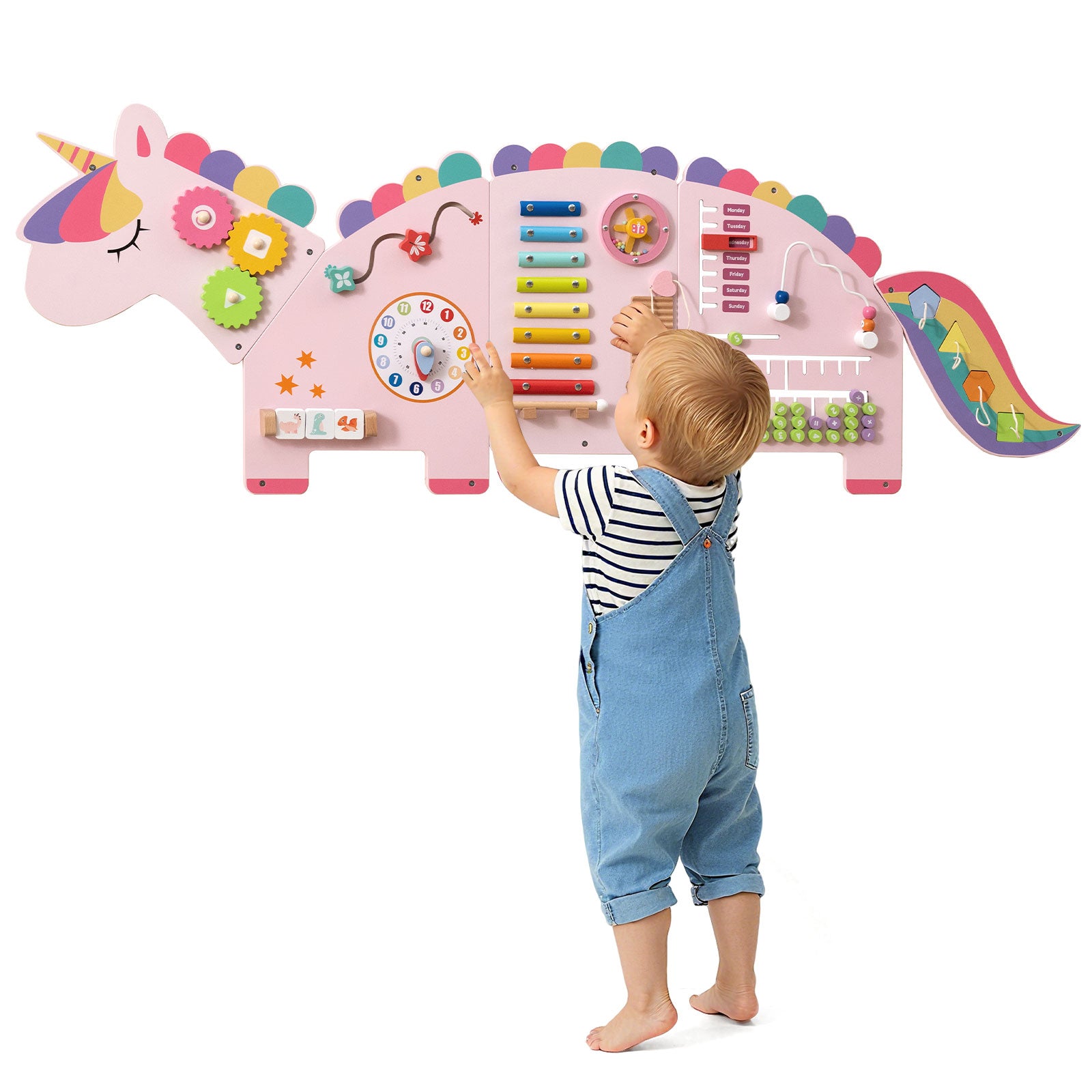 11-in-1 Dinosaur Activity Wall Busy Board Panels for Toddlers Education and Early Development, Pink Learning Toys at Gallery Canada