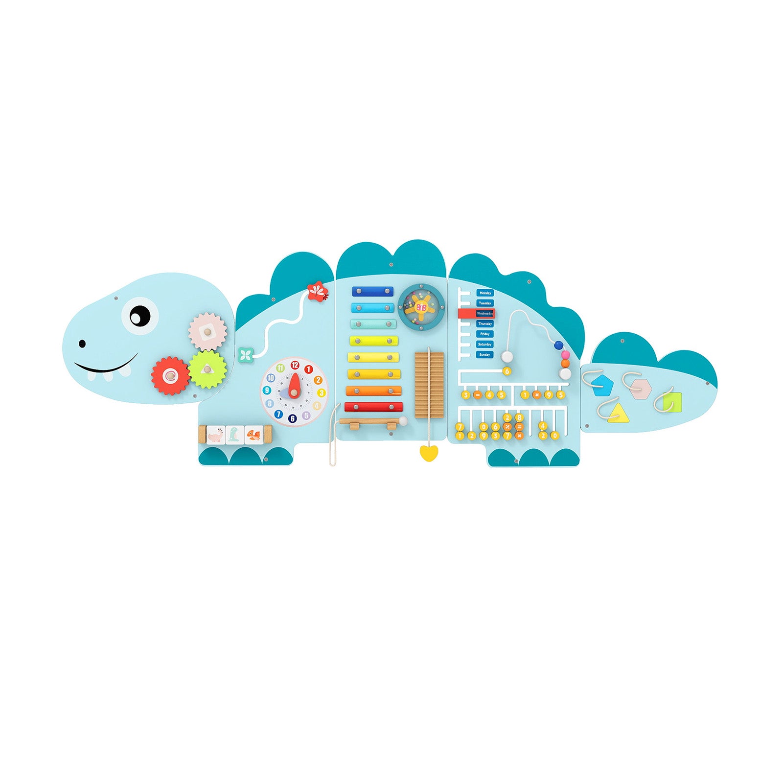 Dinosaur Activity Wall Busy Board, 11-in-1, Toddler Education, Blue Learning Toys at Gallery Canada