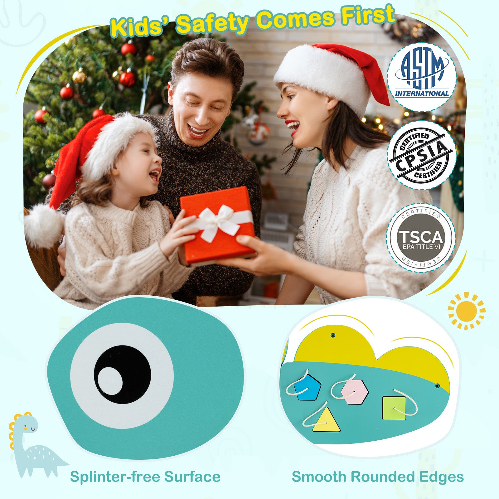 11-in-1 Dinosaur Busy Board, Activity Wall Panels For Toddlers, Green Learning Toys at Gallery Canada