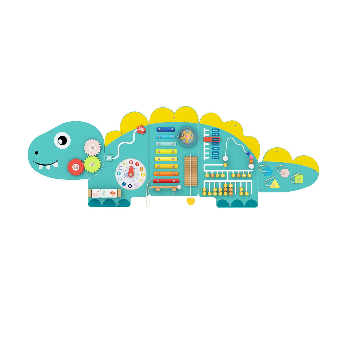 11-in-1 Dinosaur Busy Board, Activity Wall Panels For Toddlers, Green Learning Toys at Gallery Canada