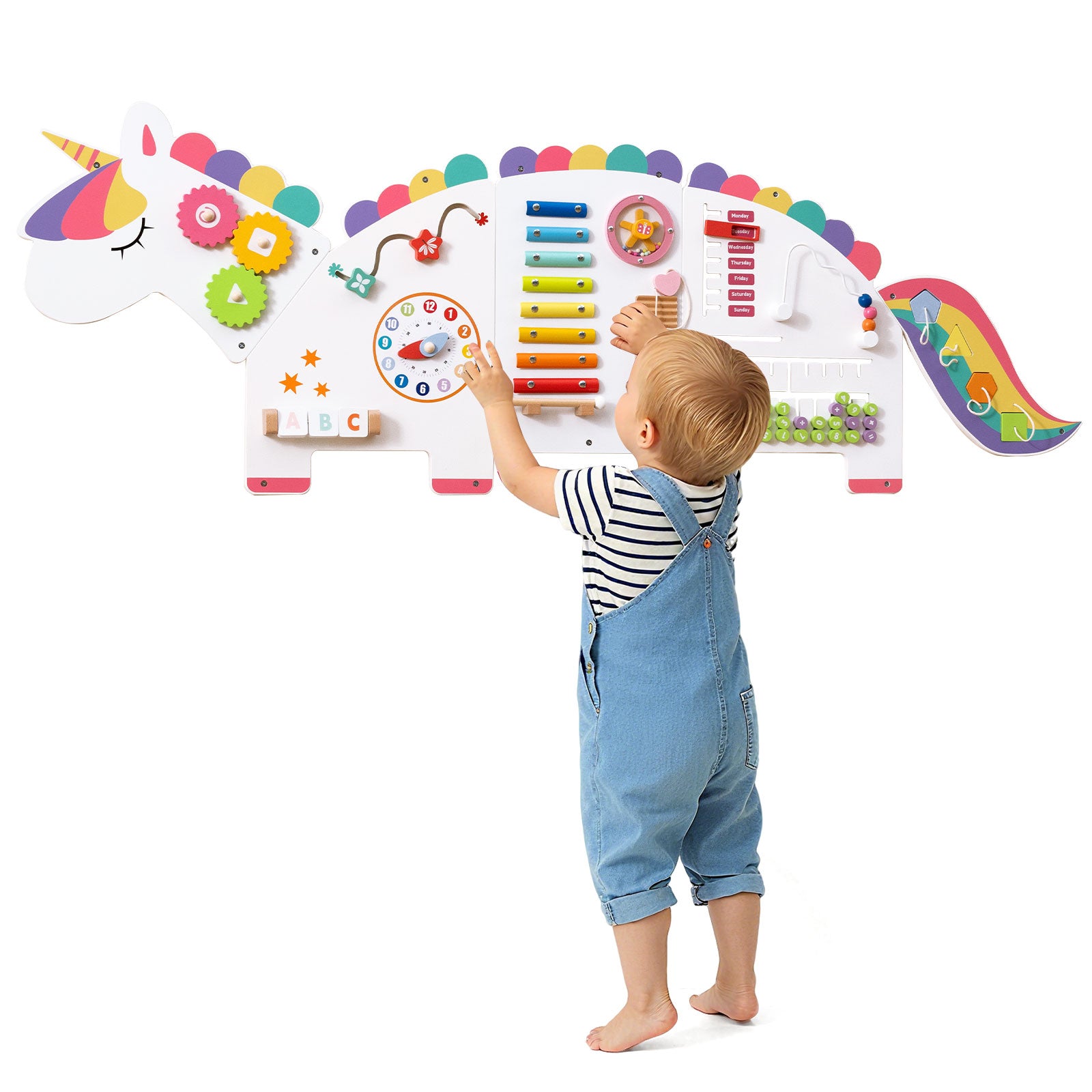 Dinosaur Activity Wall Busy Board, 11-in-1, White Learning Toys at Gallery Canada