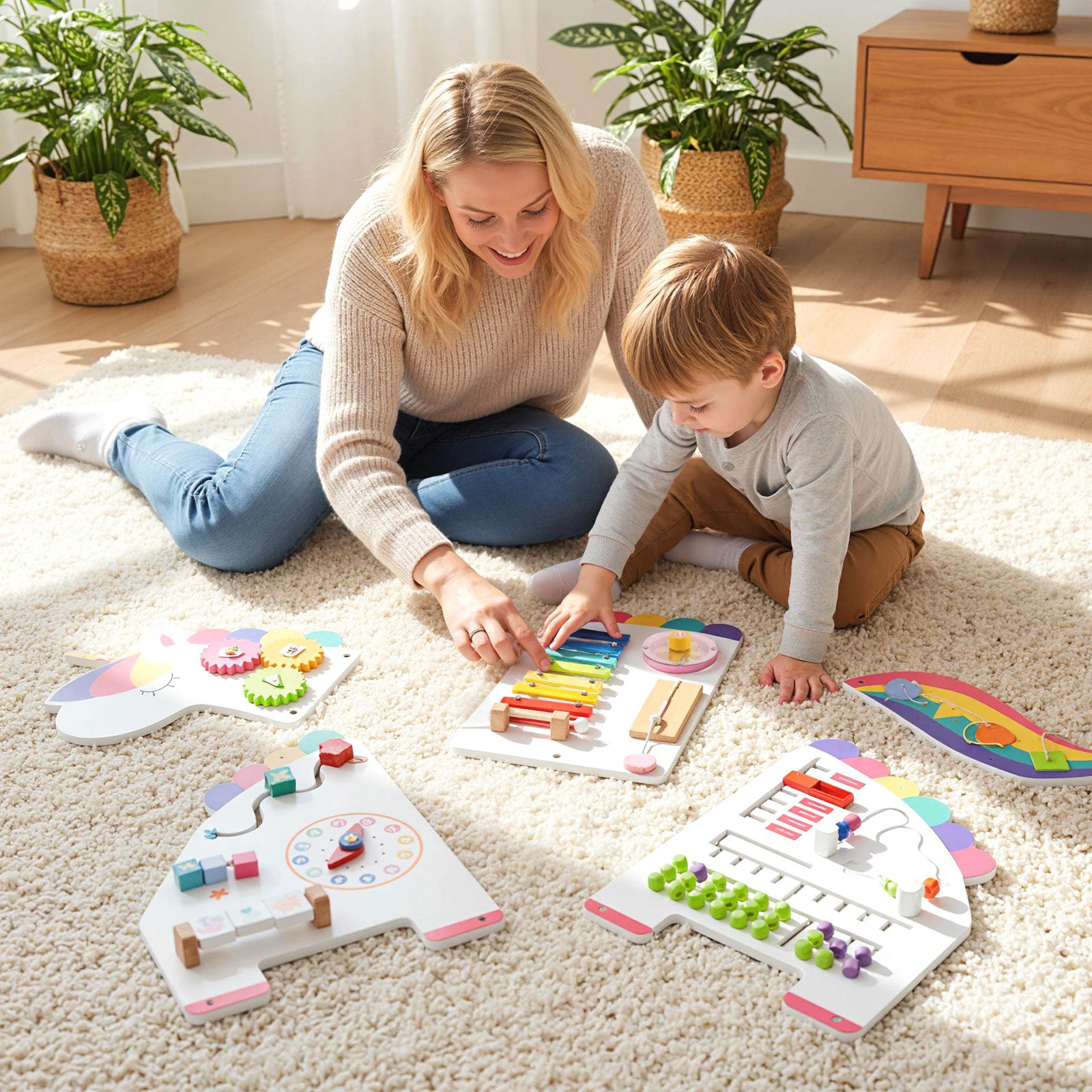 Dinosaur Activity Wall Busy Board, 11-in-1, White Learning Toys at Gallery Canada