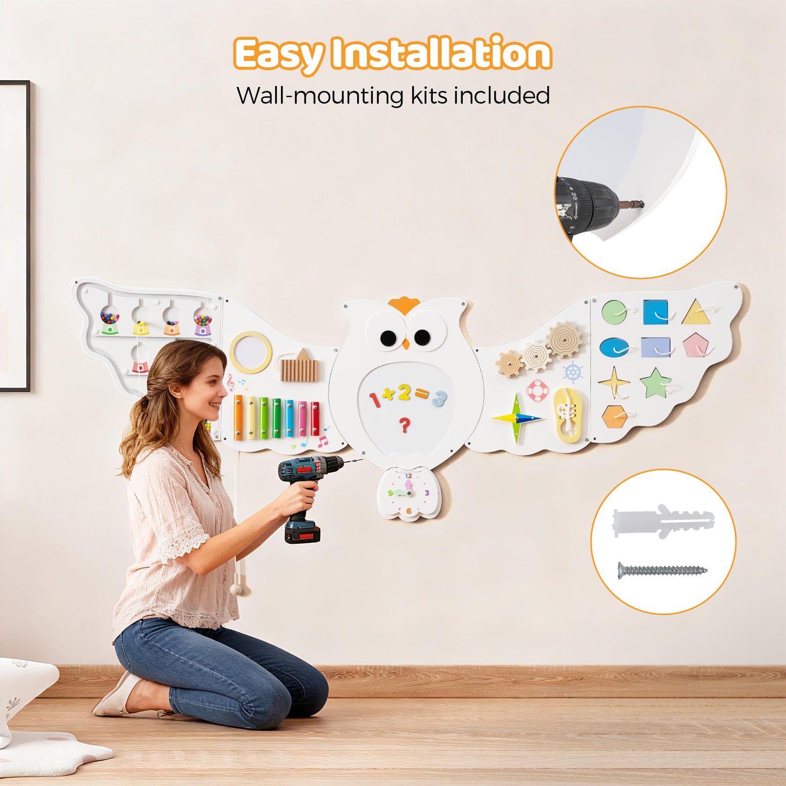 11-in-1 Toddler Learning Activity Center Owl Activity Wall Busy Board Panels for 3+ Years Old Learning Toys at Gallery Canada