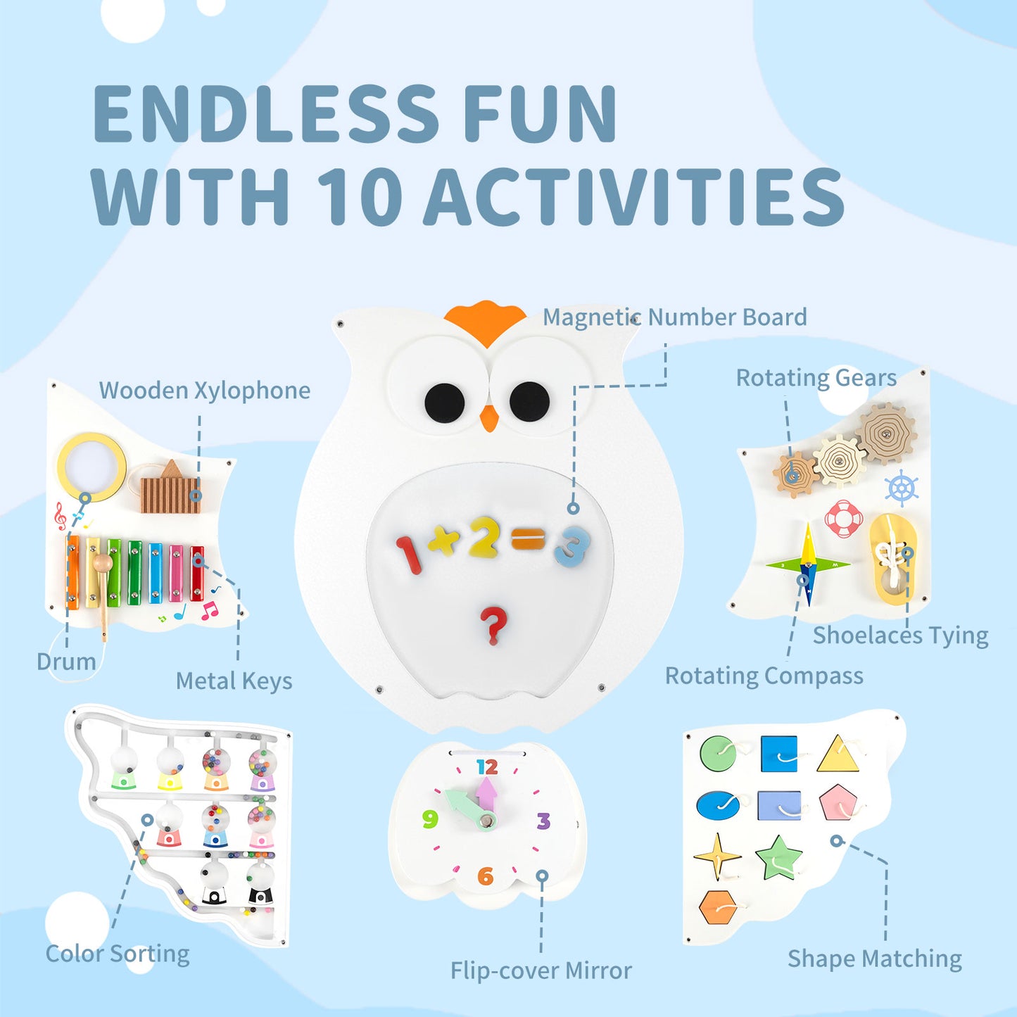 11-in-1 Toddler Learning Activity Center Owl Activity Wall Busy Board Panels for 3+ Years Old Learning Toys at Gallery Canada