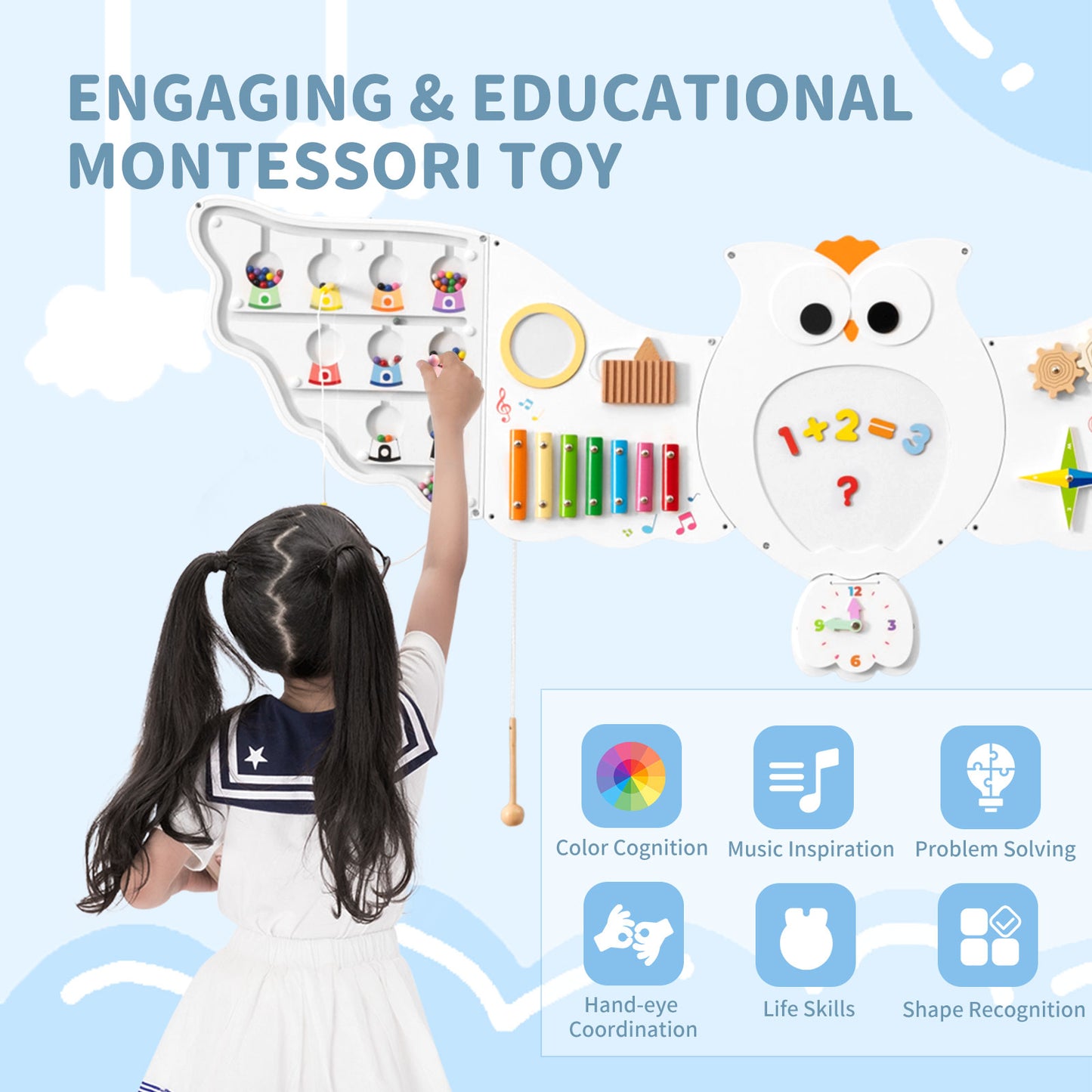 11-in-1 Toddler Learning Activity Center Owl Activity Wall Busy Board Panels for 3+ Years Old Learning Toys at Gallery Canada