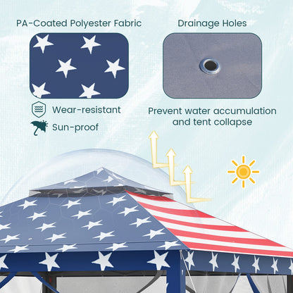 11 x 11 Feet 2-Tier Pop-Up Gazebo Tent Portable Canopy Shelter Carry Bag Mesh, Blue Gazebos at Gallery Canada