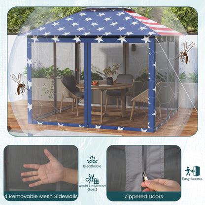 11 x 11 Feet 2-Tier Pop-Up Gazebo Tent Portable Canopy Shelter Carry Bag Mesh, Blue Gazebos at Gallery Canada