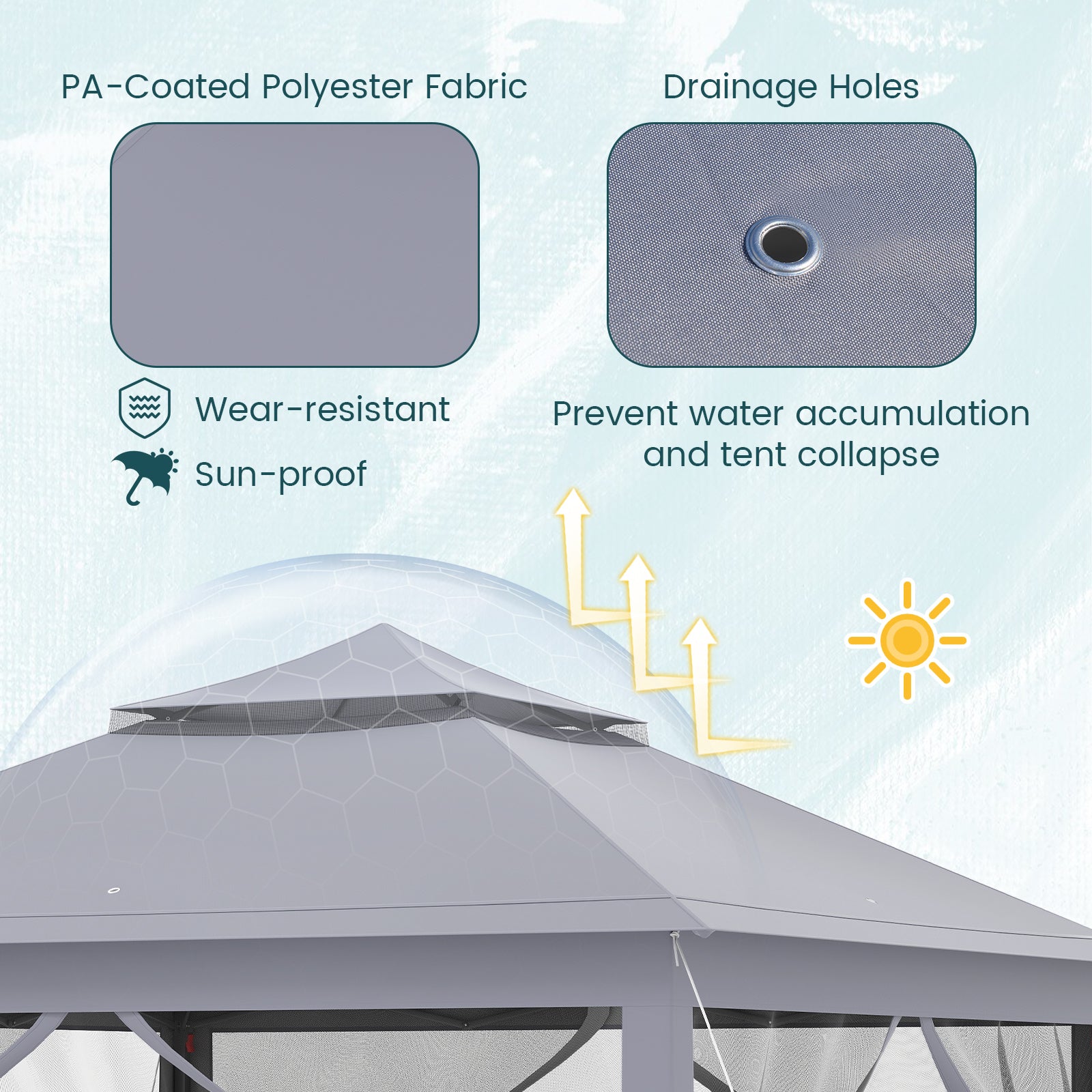 11 x 11 Feet 2-Tier Pop-Up Gazebo Tent Portable Canopy Shelter Carry Bag Mesh, Gray Gazebos at Gallery Canada