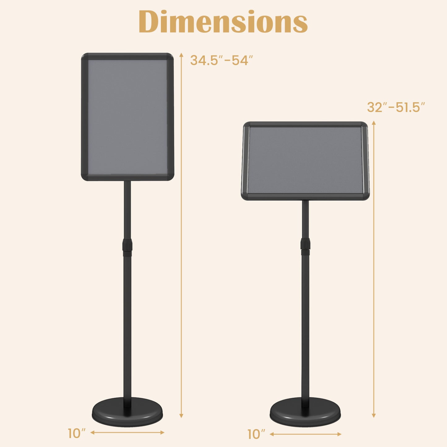 11 X 17 In. Adjustable Sign Holder Stand, Black