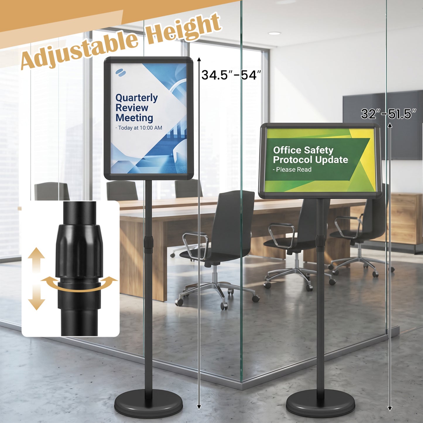 11 X 17 In. Adjustable Sign Holder Stand, Black