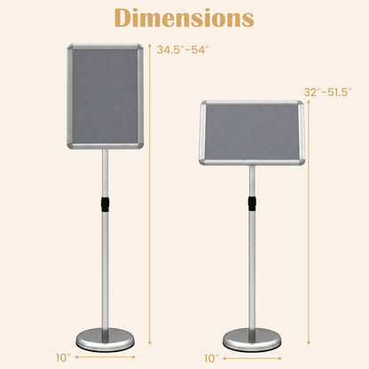11x17" Height Adjustable Sign Holder Stand, Silver