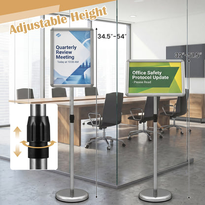 11x17" Height Adjustable Sign Holder Stand, Silver