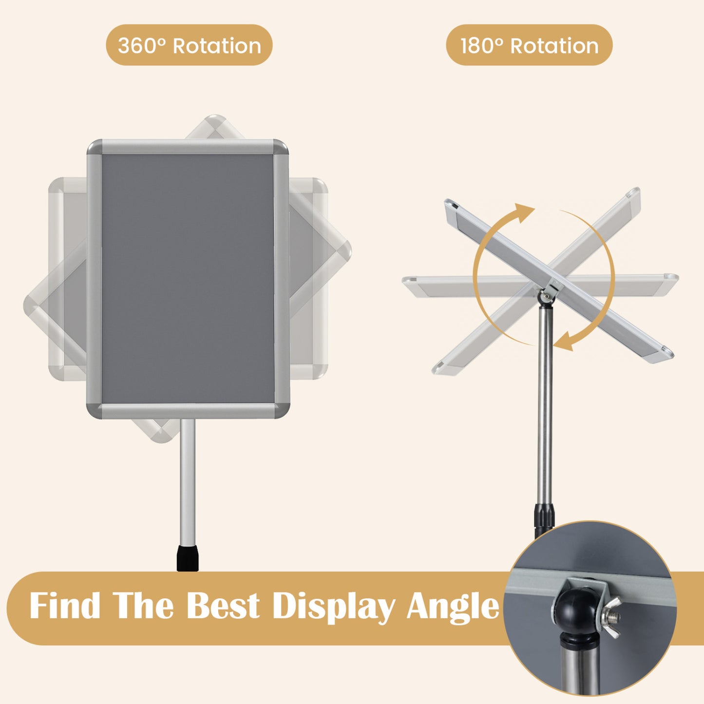 11x17" Height Adjustable Sign Holder Stand, Silver