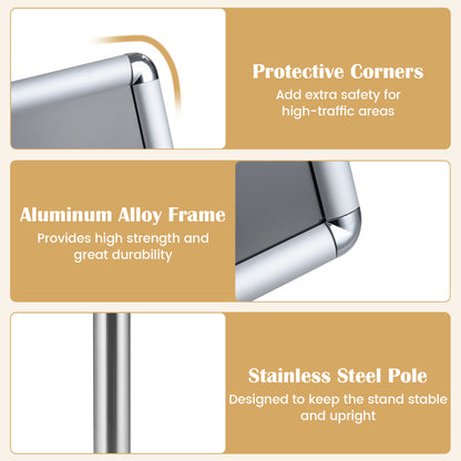11x17" Height Adjustable Sign Holder Stand, Silver