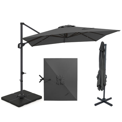 11 x 9 FT Aluminum Pole Outdoor Offset Hanging Umbrella with 360° Rotation, Gray Outdoor Umbrellas Gray at Gallery Canada