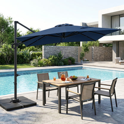 11 x 9 FT Aluminum Pole Outdoor Offset Hanging Umbrella with 360° Rotation, Dark Blue Outdoor Umbrellas at Gallery Canada