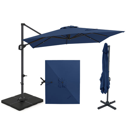 11 x 9 FT Aluminum Pole Outdoor Offset Hanging Umbrella with 360° Rotation, Dark Blue Outdoor Umbrellas Dark Blue at Gallery Canada