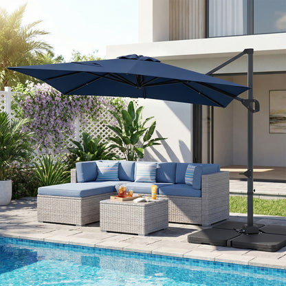 11 x 9 FT Aluminum Pole Outdoor Offset Hanging Umbrella with 360° Rotation, Dark Blue Outdoor Umbrellas at Gallery Canada