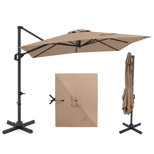 11 x 9 FT Cantilever Patio Umbrella, 360° Rotation, Easy Tilt, Brown Outdoor Umbrellas Brown at Gallery Canada