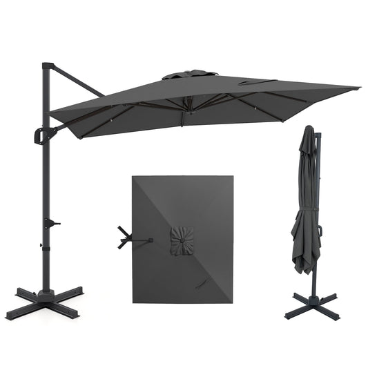 11 x 9 FT Cantilever Patio Umbrella, 360° Rotation, Easy Tilt, Gray Outdoor Umbrellas Gray at Gallery Canada
