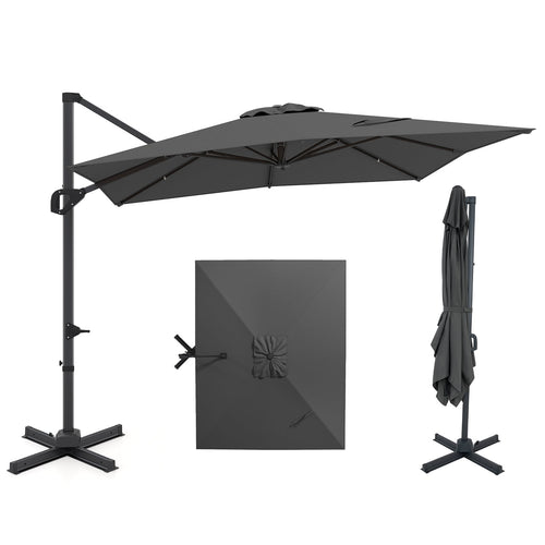 11 x 9 FT Cantilever Patio Umbrella, 360° Rotation, Easy Tilt, Gray