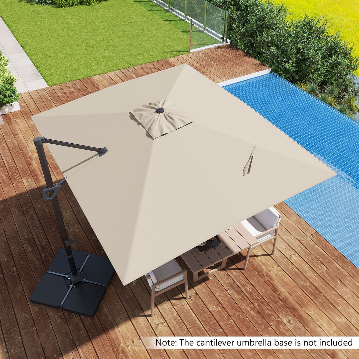 11 x 9 FT Cantilever Patio Umbrella, 360° Rotation, Easy Tilt, Beige Outdoor Umbrellas at Gallery Canada