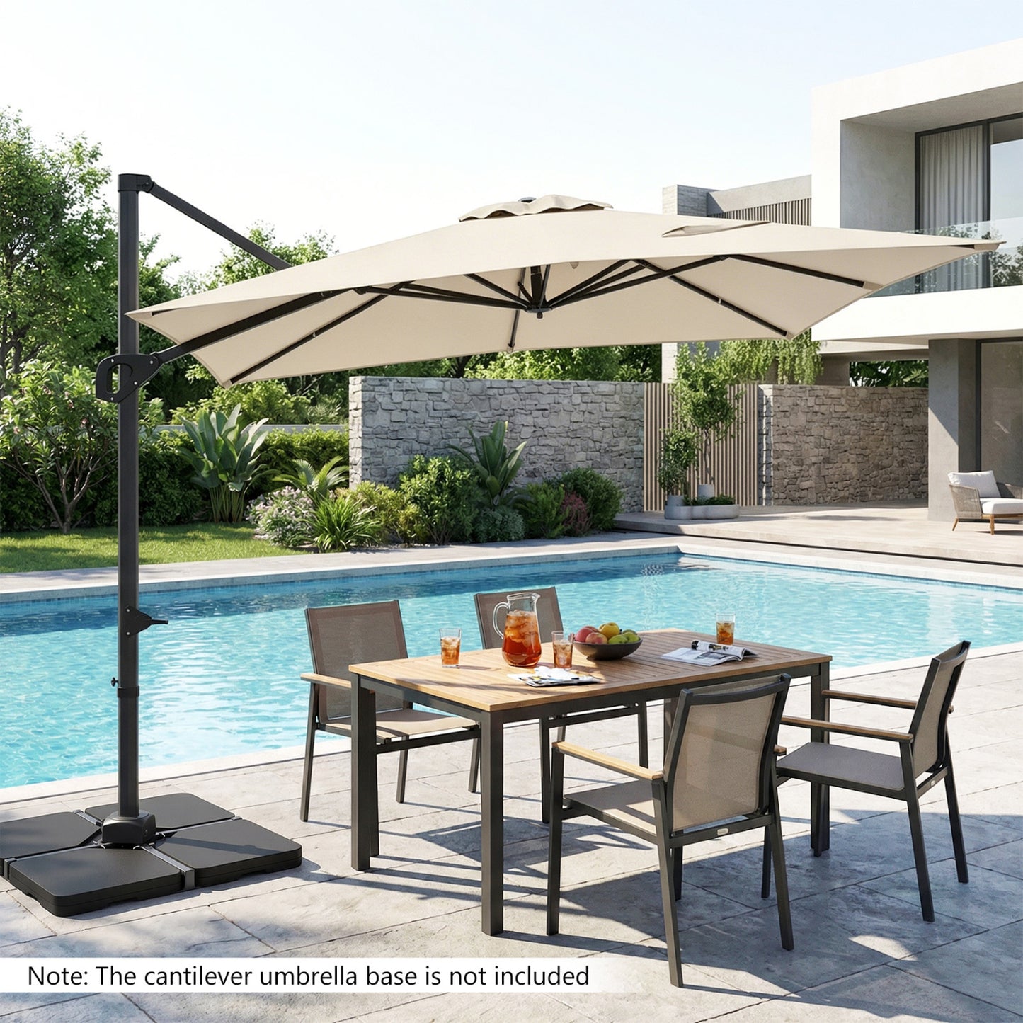 11 x 9 FT Cantilever Patio Umbrella, 360° Rotation, Easy Tilt, Beige Outdoor Umbrellas at Gallery Canada