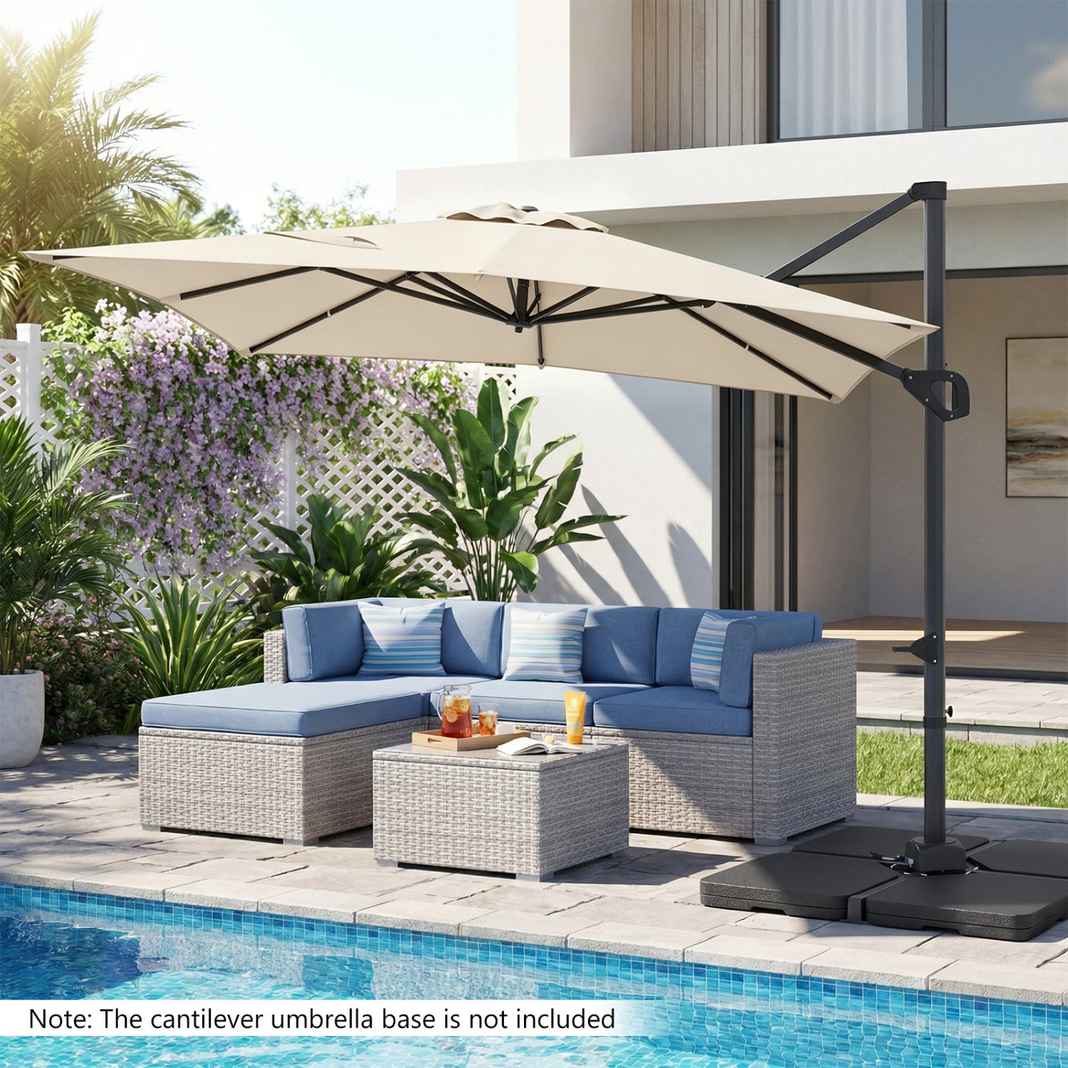 11 x 9 FT Cantilever Patio Umbrella, 360° Rotation, Easy Tilt, Beige Outdoor Umbrellas at Gallery Canada