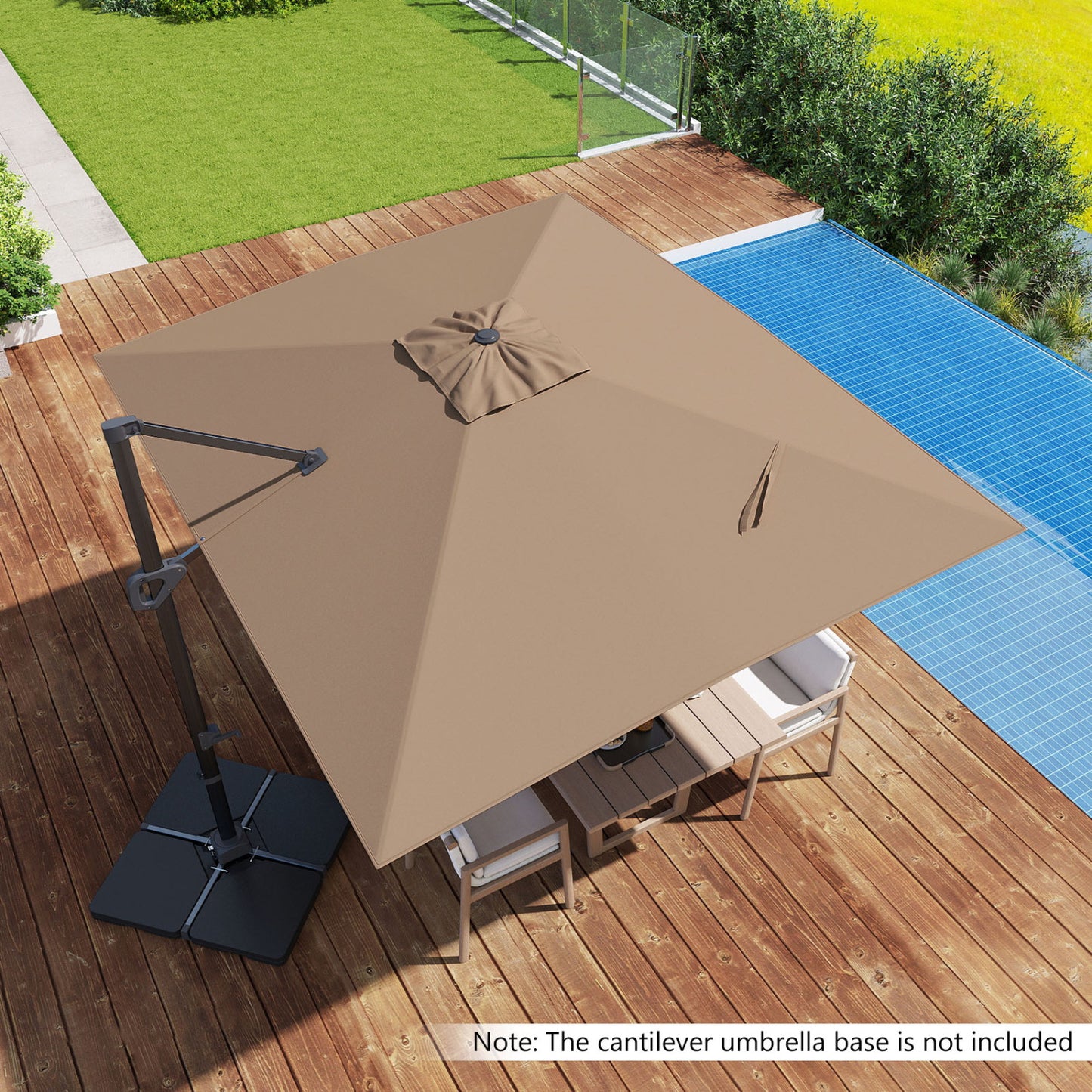 11 x 9 FT Cantilever Patio Umbrella, 360° Rotation, Easy Tilt, Brown Outdoor Umbrellas at Gallery Canada
