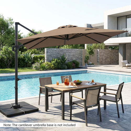 11 x 9 FT Cantilever Patio Umbrella, 360° Rotation, Easy Tilt, Brown