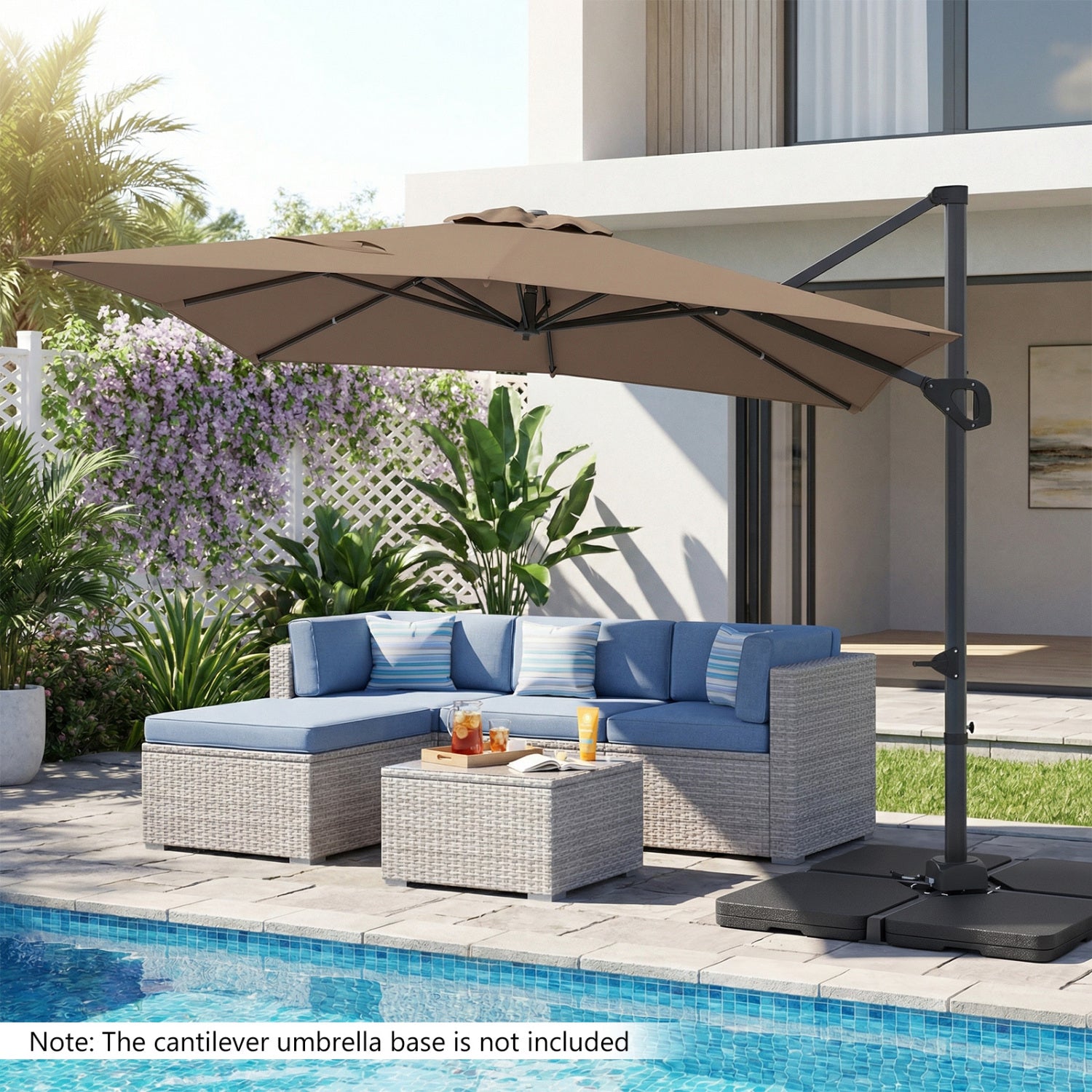 11 x 9 FT Cantilever Patio Umbrella, 360° Rotation, Easy Tilt, Brown Outdoor Umbrellas at Gallery Canada