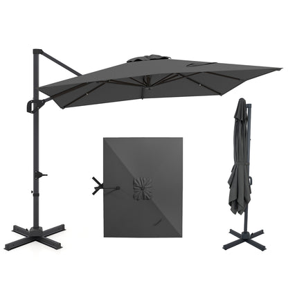 11 x 9 FT Cantilever Patio Umbrella, 360° Rotation, Easy Tilt, Gray Outdoor Umbrellas at Gallery Canada