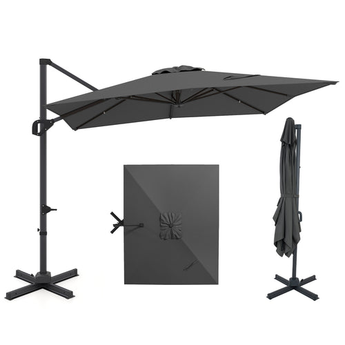 11 x 9 FT Cantilever Patio Umbrella, 360° Rotation, Easy Tilt, Gray