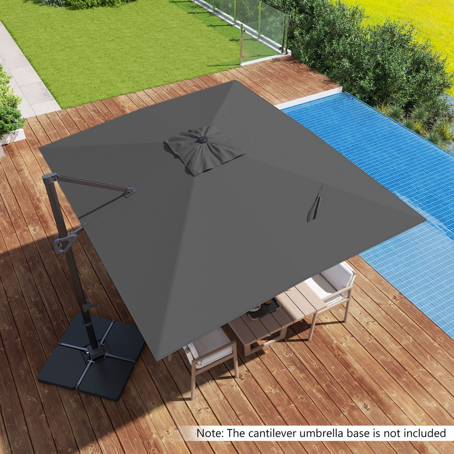 11 x 9 FT Cantilever Patio Umbrella, 360° Rotation, Easy Tilt, Gray Outdoor Umbrellas at Gallery Canada